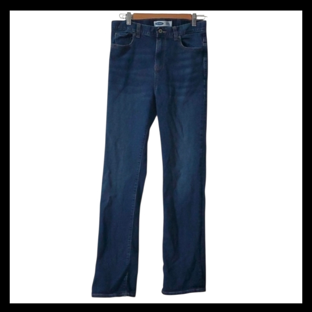 Old Navy Straight Jeans Built-in Flex boys size 18 11 Inch Rise Dark Wash Blue‎